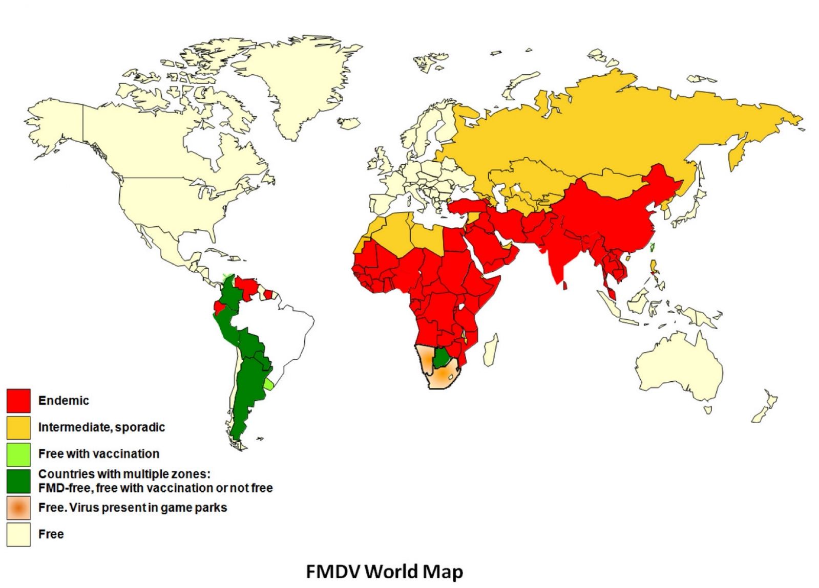Map of foot and mouth disease incidence